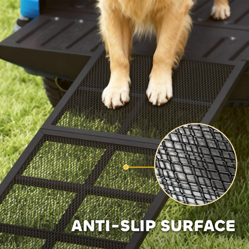 PawHut Dog Car Ramp,  Extra Long And Wide, Non-Slip Surface, Folding Portable Pet Ramp For Large, Small & Senior Dogs