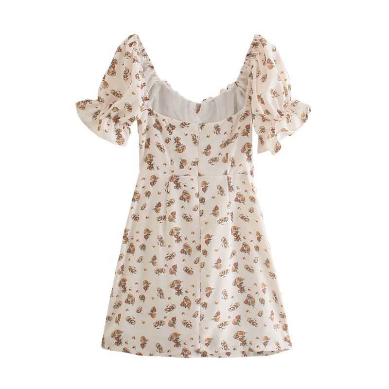 Stylish Square Neck Lace Up Flower Print Dress Photo Color - Shop at LoveMi