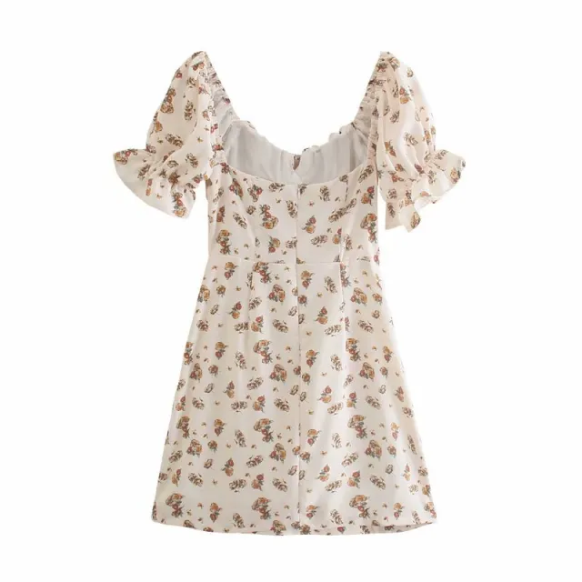 Stylish Square Neck Lace Up Flower Print Dress Photo Color - Shop at LoveMi