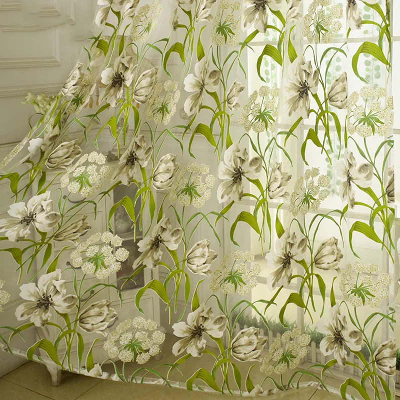 White Striped Yarn Translucent Curtain For Bedroom – image 4