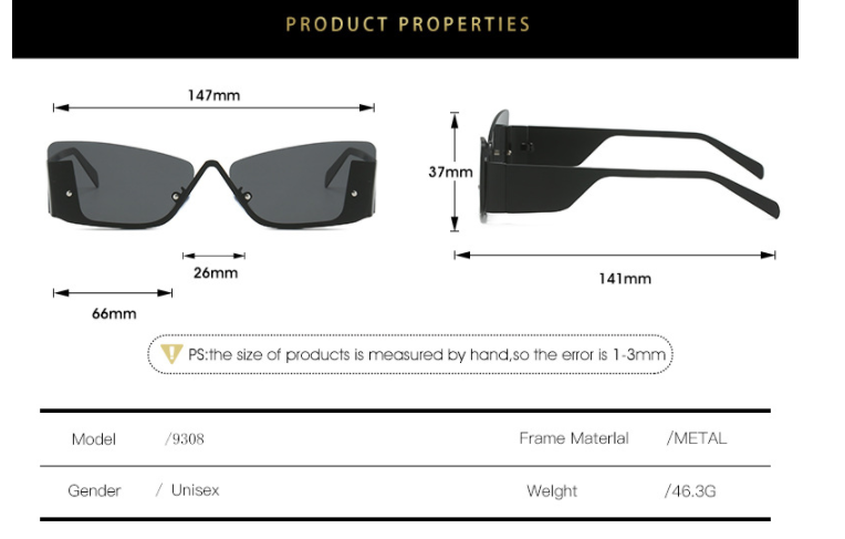 Title 1, European And American Frameless Fashion Sunglasses