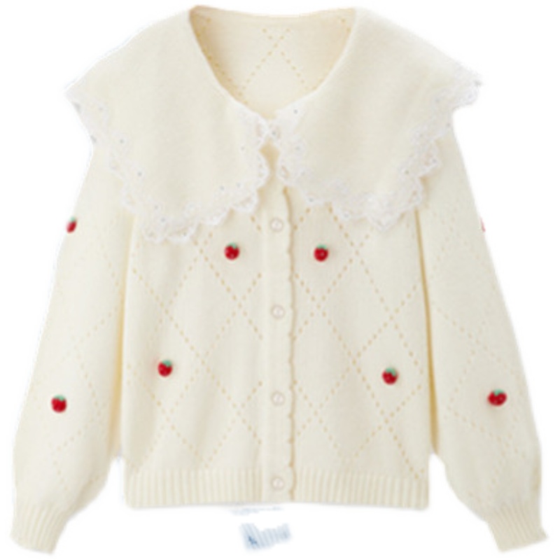 Title 6, Neuer Herbststil Erdbeer-Strick-Cardigan mit Re...