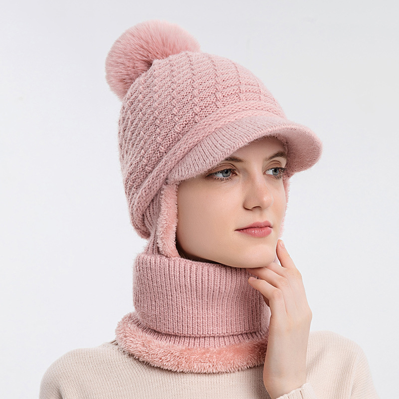 Women's Plush Thickened Warm Knitted Hat Ear Shield