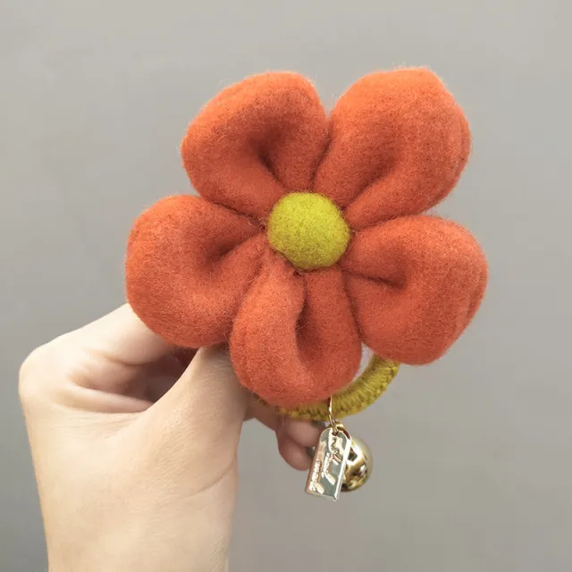 Flower Hair Circle Plush Leather Case Orange - Shop at LoveMi