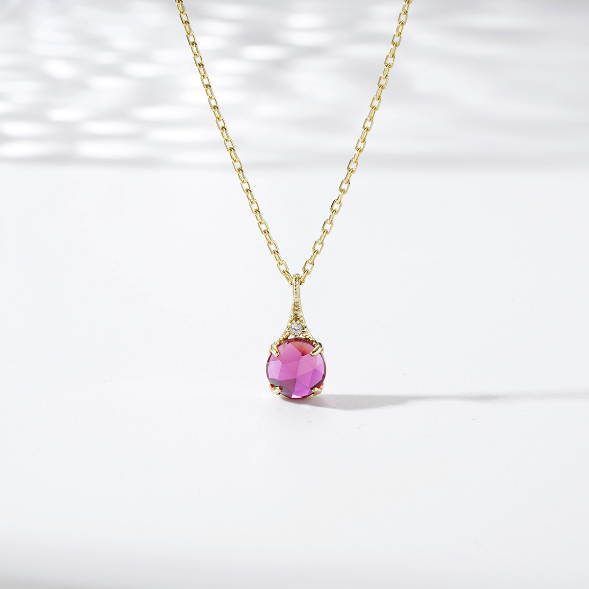 Women's Red Corundum Zircon Necklace