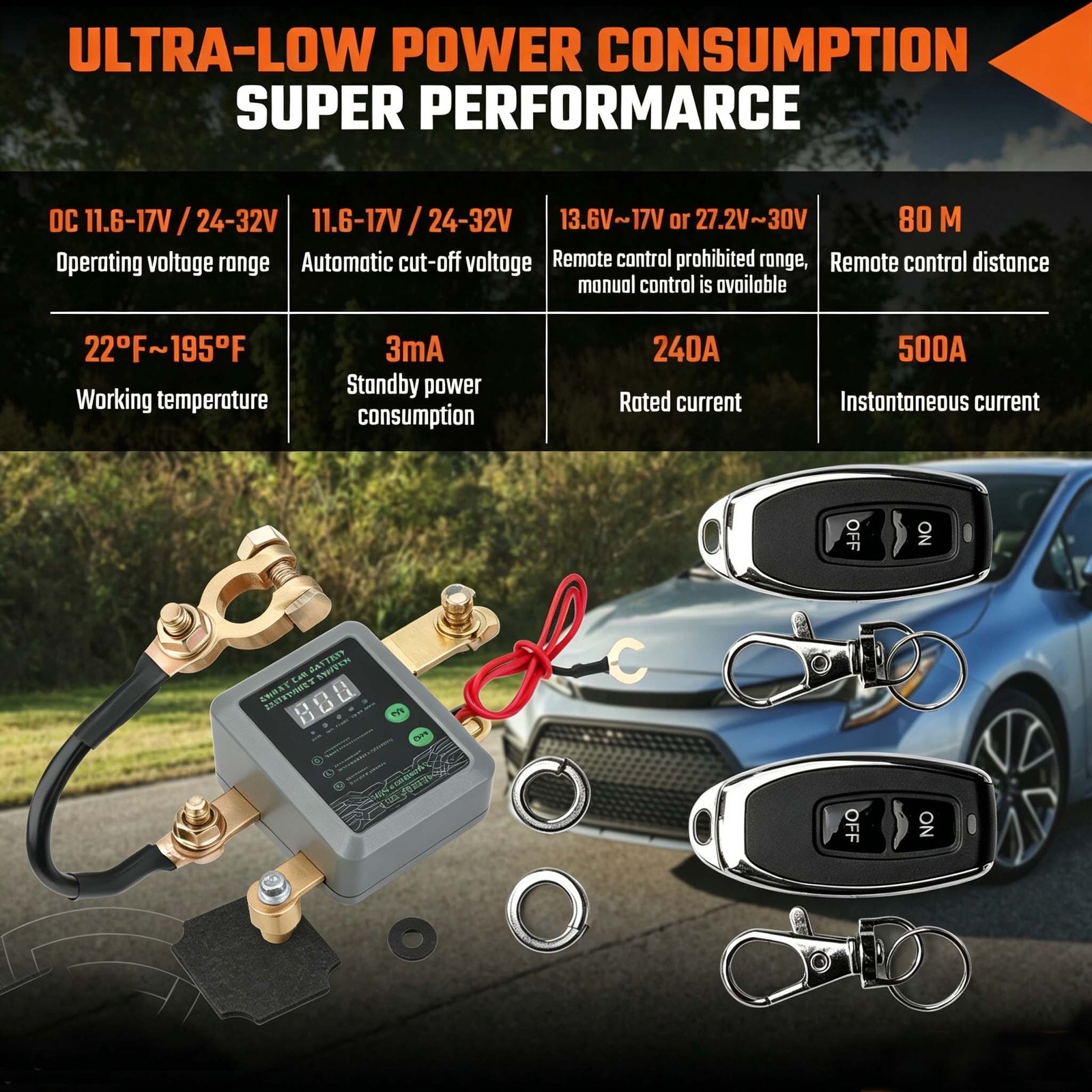 Wireless Remote Car Battery Disconnect Relay Master Kill Cut-off Switch Isolator — image 9