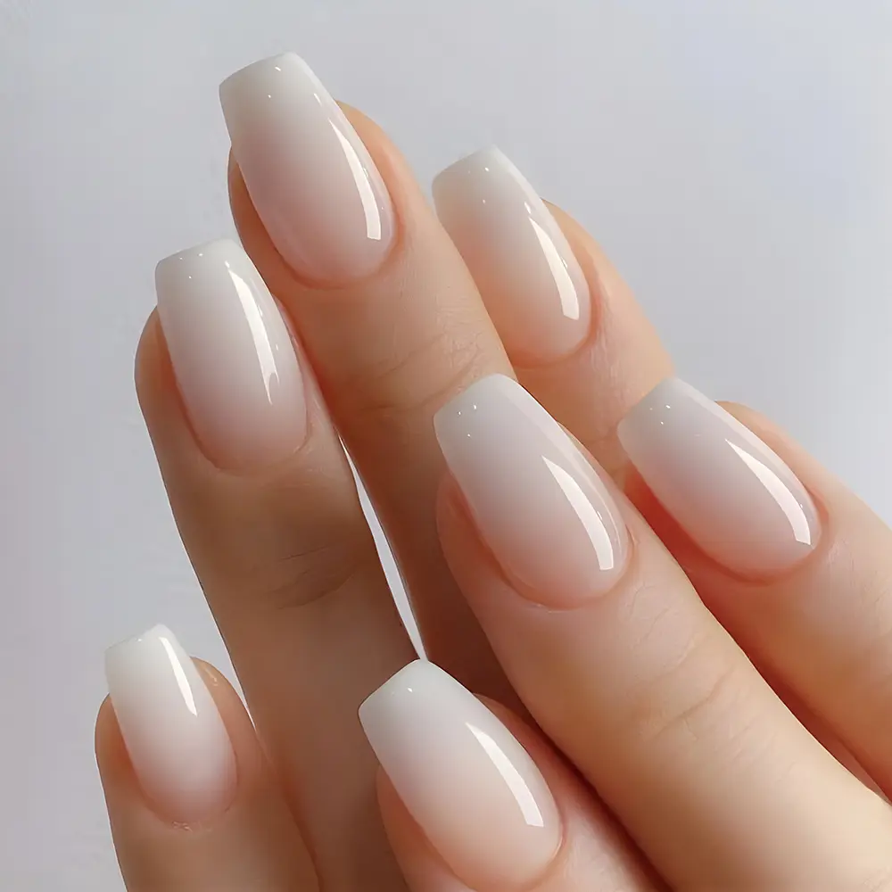 24-piece Short Coffin-style White Gradient Pressing-type Nail