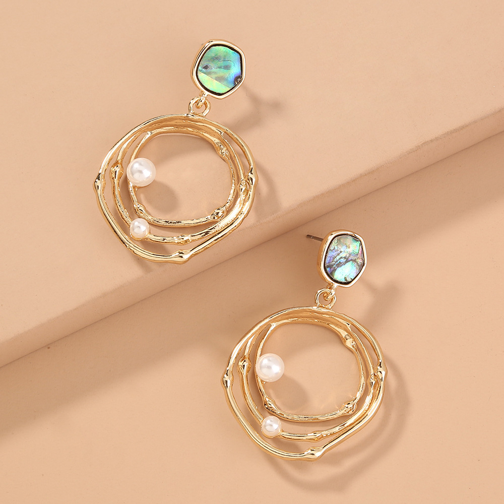 Natural Abalone Shell Diamond Earrings Multi-layer Round Pearl Earrings Earrings Women