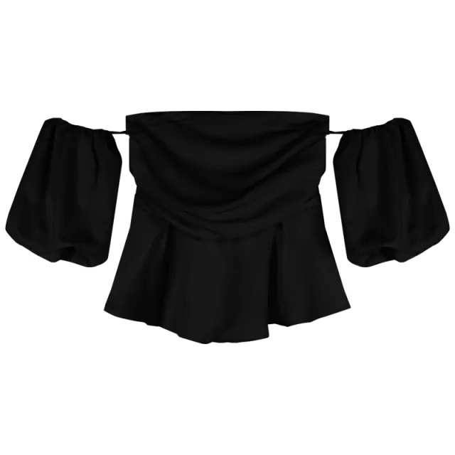 Women's Summer French Short Sleeve Shirt Crop Top Black - Shop at LoveMi