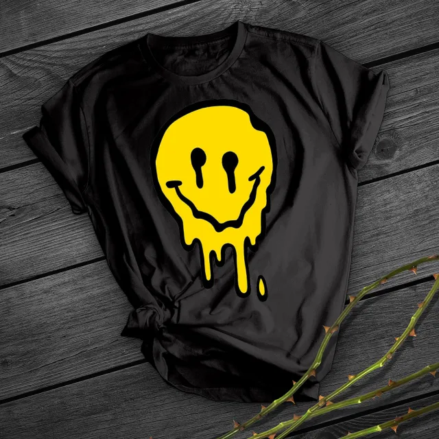 Smile Print Short Shirt Team Uniform European And American Fabrics Black - Shop at LoveMi