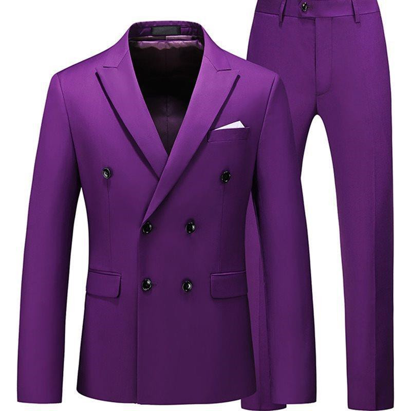 Men 2 Pieces Slim Fit Casual Tuxedo Suit Male Suits Set - Picture 11 of 16