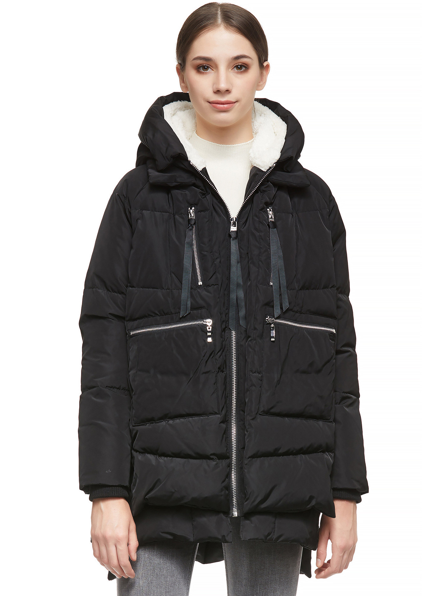 Women's Cotton-padded Jacket With Long Sleeves And Hood