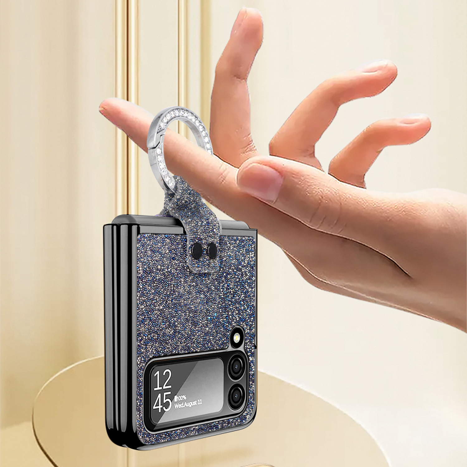 Electroplating Glitter Ring Phone Case Rhinestones