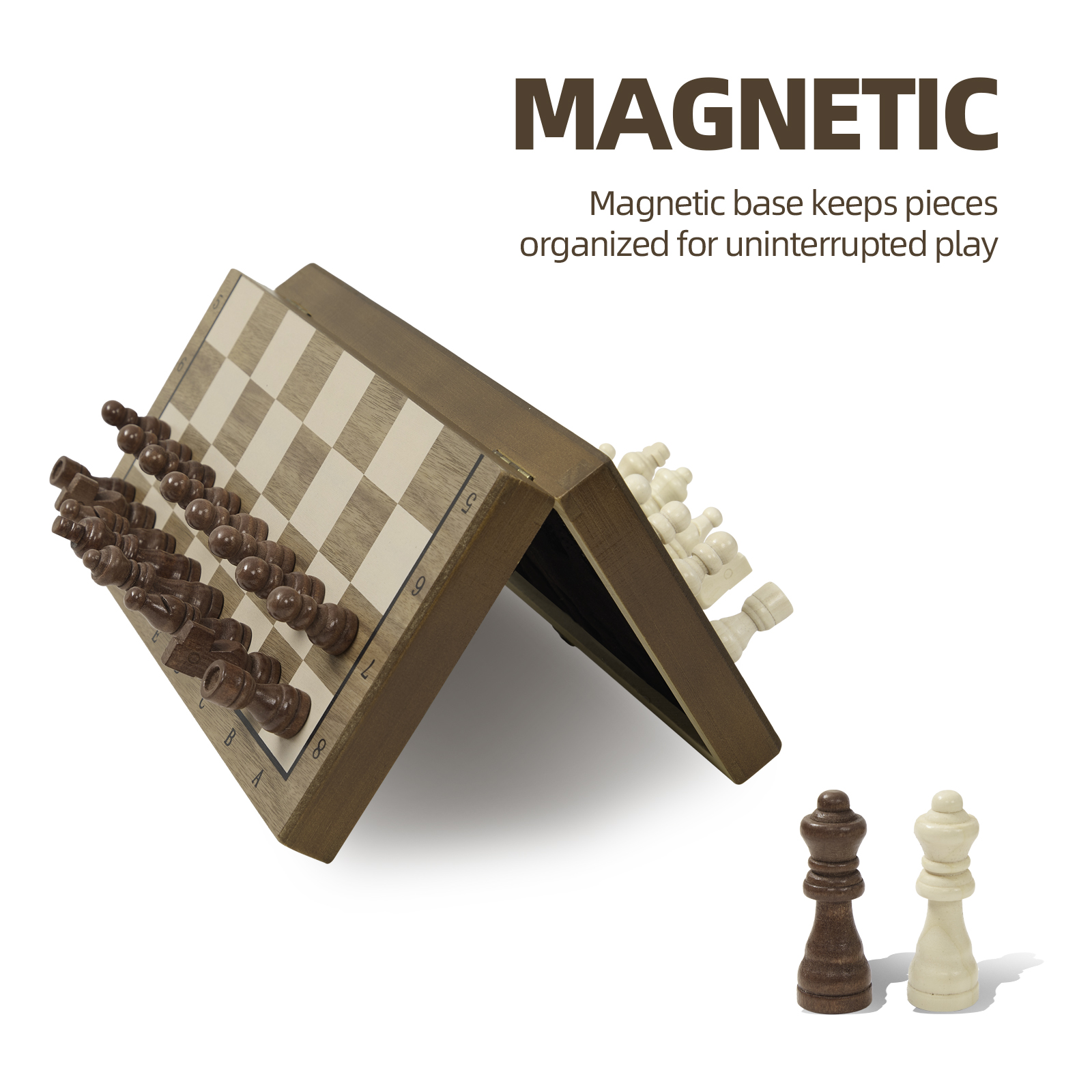 Chess Set,29x29cm Wooden Chess Board Set,Portable Travel Chess Set,Folding Chess Board With Magnetic Chess Pieces And Storage Slots,Traditional Chess Board Games For Kids Adults