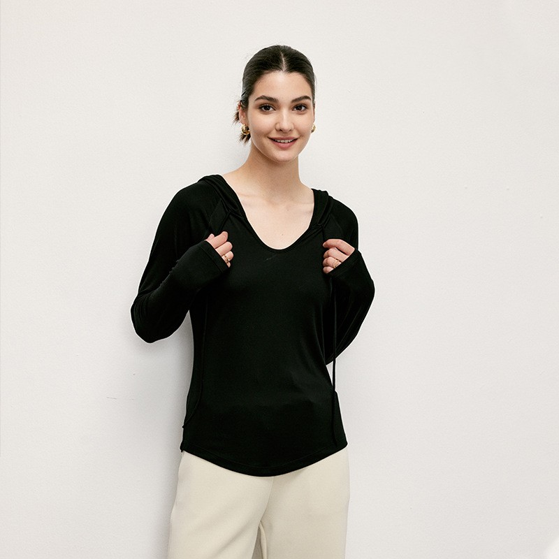 Women's Solid Color Modal Reversible Pullover Hoodie