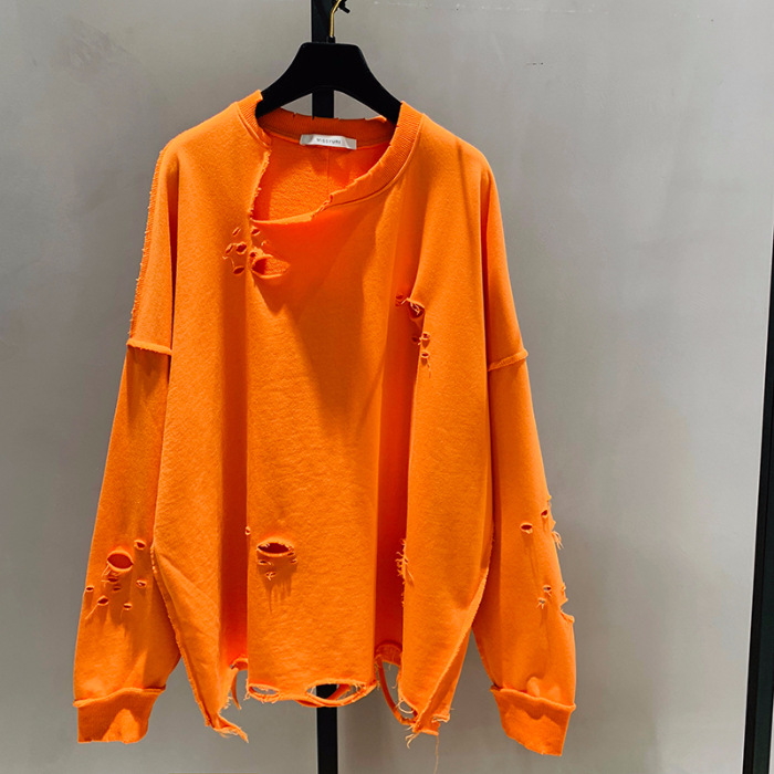 Women's Loose Shredded Crew Neck T-Shirt