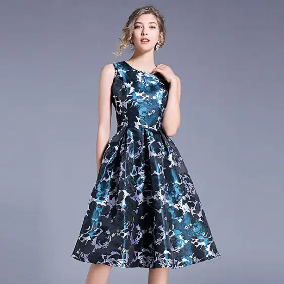 Women's Large Sleeveless Slim Jacquard Dress