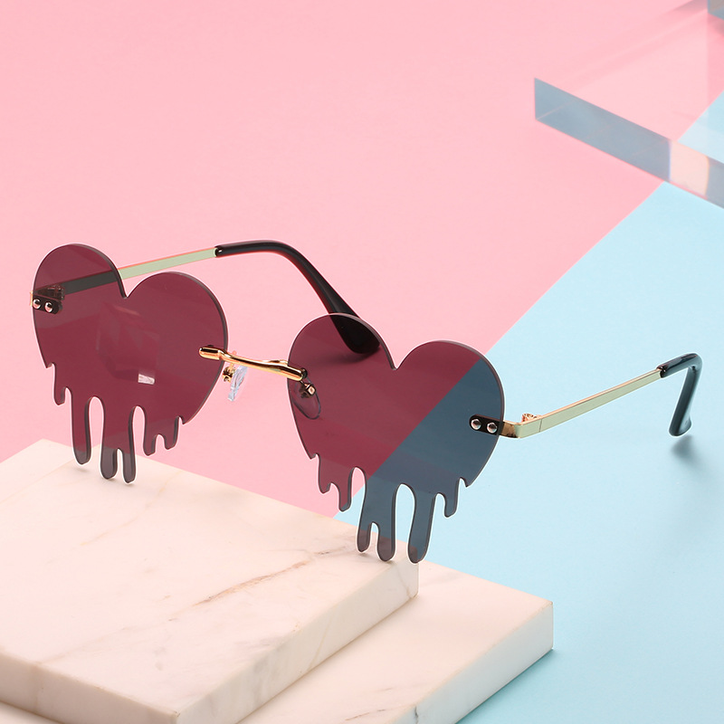 Women’s Personality Rimless Love Tears Sunglasses