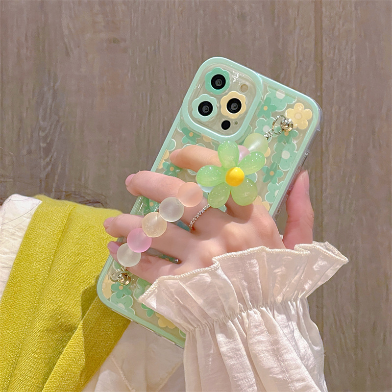 Ins Green Flower Bracelet Mobile Phone Case Anti-fall - Image 4