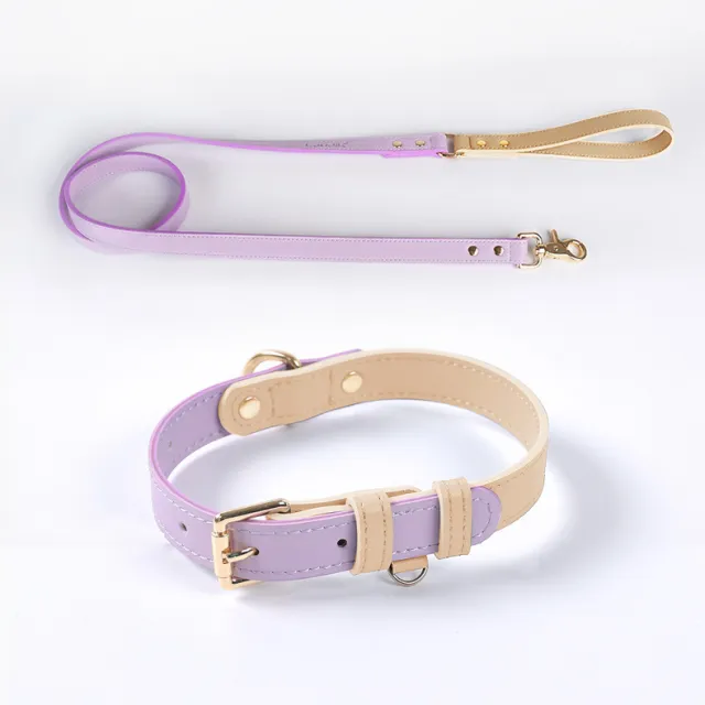 Leather Pet Dog Leash Collar Set Purple - Shop at LoveMi