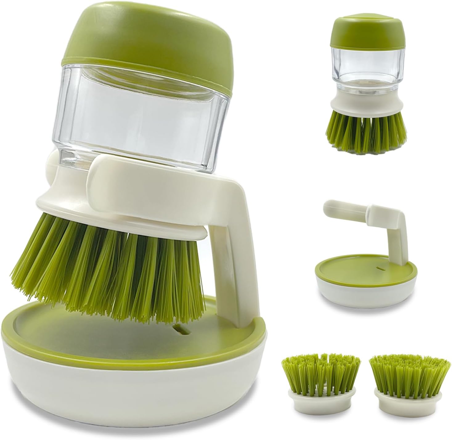 Soap Dispenser Dish Brush Palm Brush Scrub Brush Equipped With Storage Bracket And Drainage Base,Easy To Clean Kitchen Utensils And Sink,  For Cleaning Pan, Pot, Sink