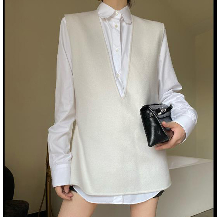 Wool Cut New Deep V-neck Double-sided Vest