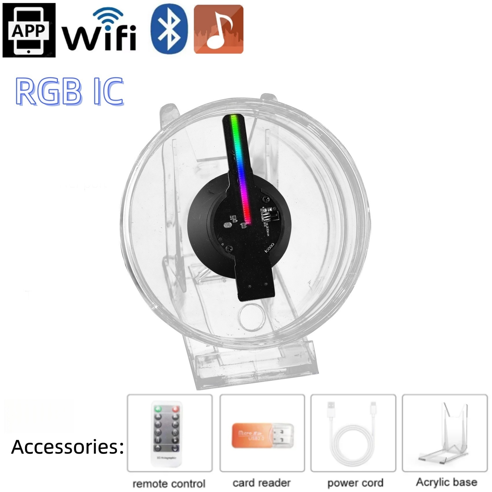 Wiilala 3D Holographic Fan, 4.7 Inch 3D Holographic Fan With WiFi Projector, Built-in Video - HD LED Holographic Disesktop Stand, LED Holographic Display Screen, Suitable For Shops, Bars, Gifts