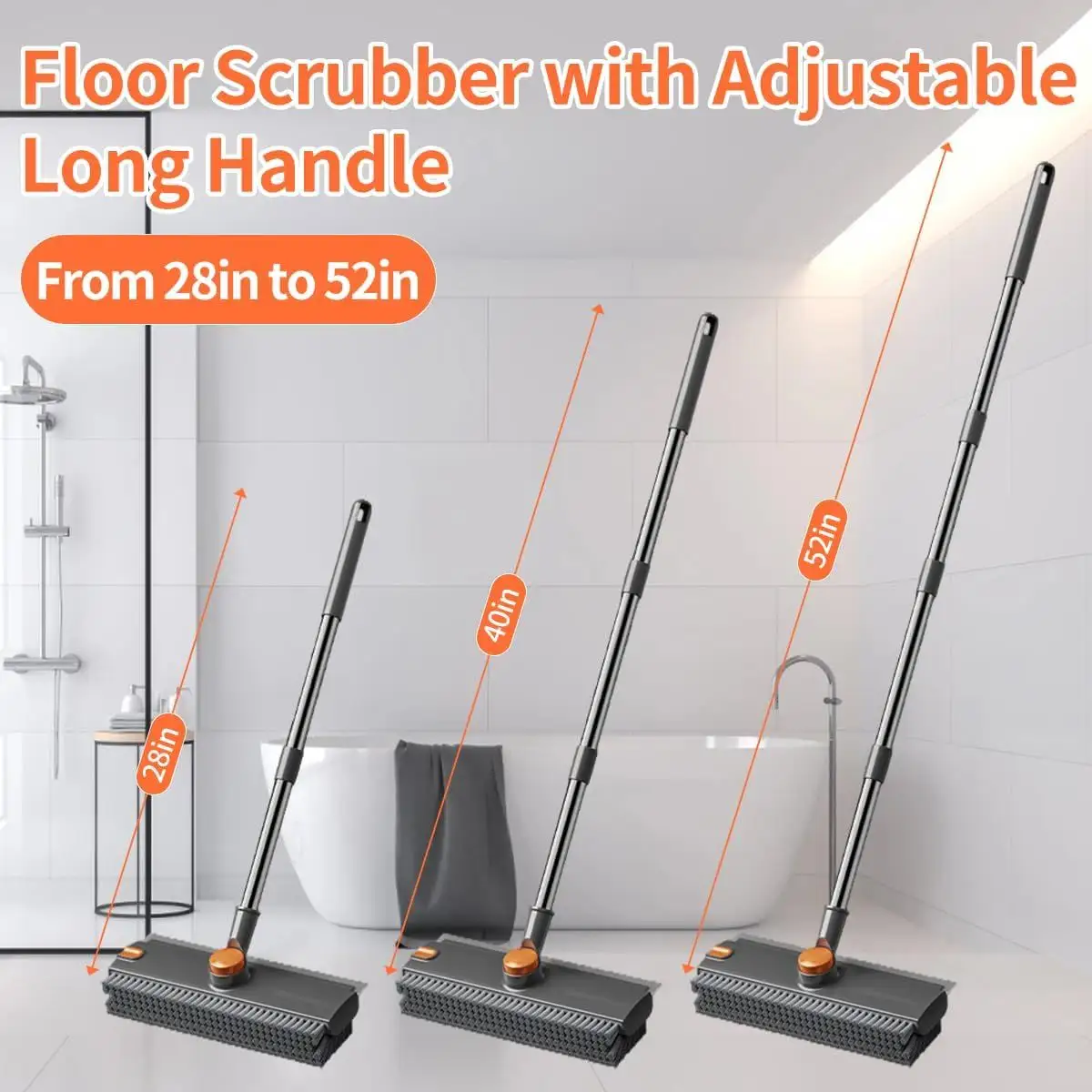 Scrub Brush With Long Handle, Floor Squeegee
