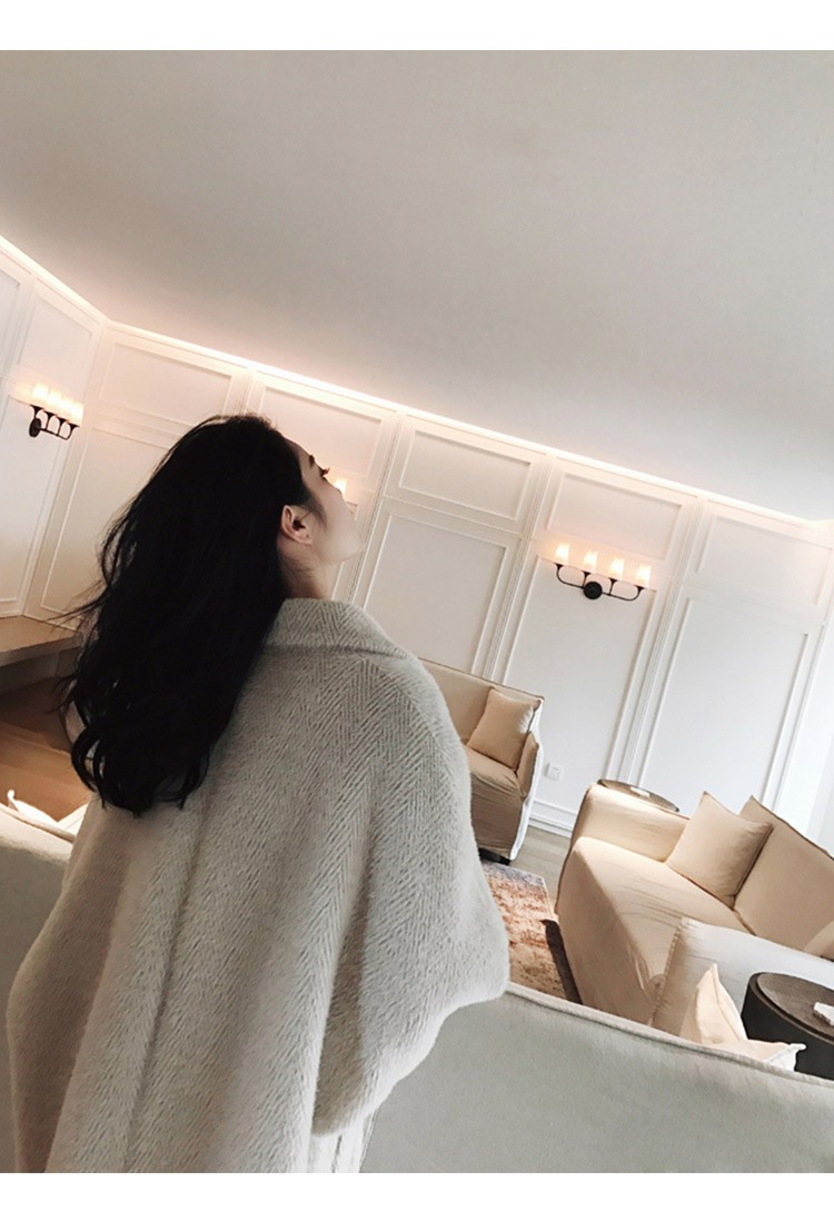 Women's Long Loose Snow Mink Woolen Coat