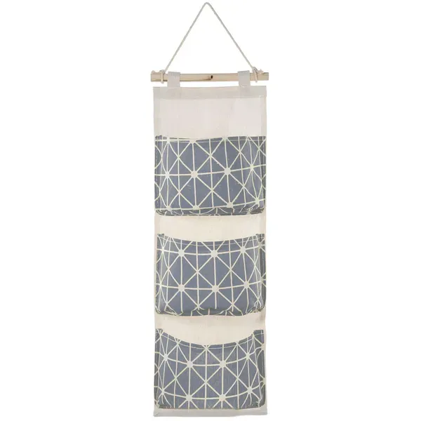 Wall Mounted Storage Bag Door Closet Hanging Storage Bag Organizer Waterproof 3 Pockets Pouch Grey - Shop at LoveMi