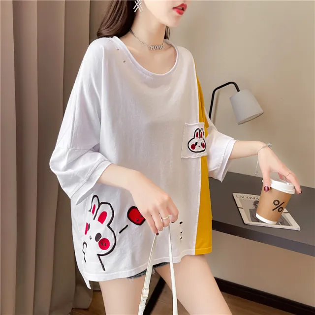 Women's Loose Embroidered Cotton Short Sleeves White - Shop at LoveMi