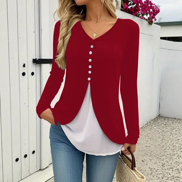Women's Long Sleeve Tunic Tops Casual T Shirt Fall Work Fashion , Everyday Basic Wear Red - Shop at LoveMi