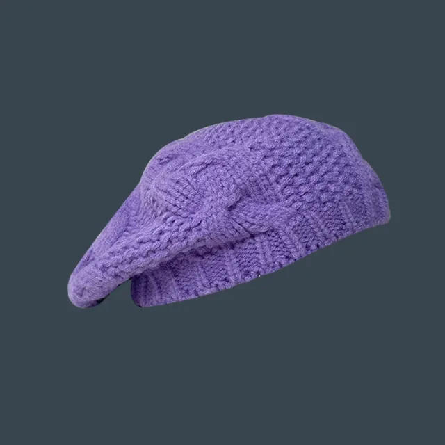 Hat Female Autumn Winter Japanese Wool Knitting Purple - Shop at LoveMi