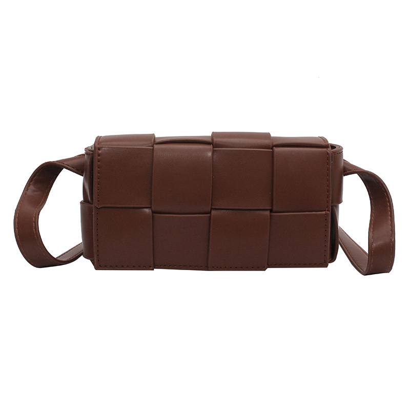 Leather Belt bag Fashion All match Chest Bag Shoulder Messenger Small Square Bag Coffee - Shop at LoveMi