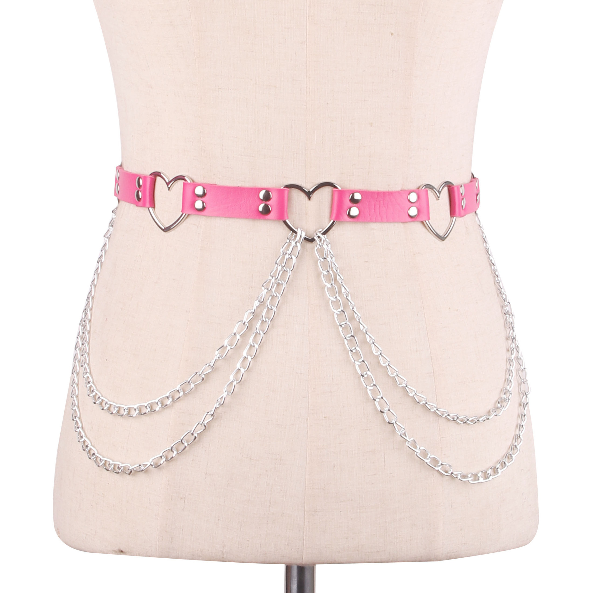 Title 9, Punk Leather Belt With Heart-shaped Metal Trim