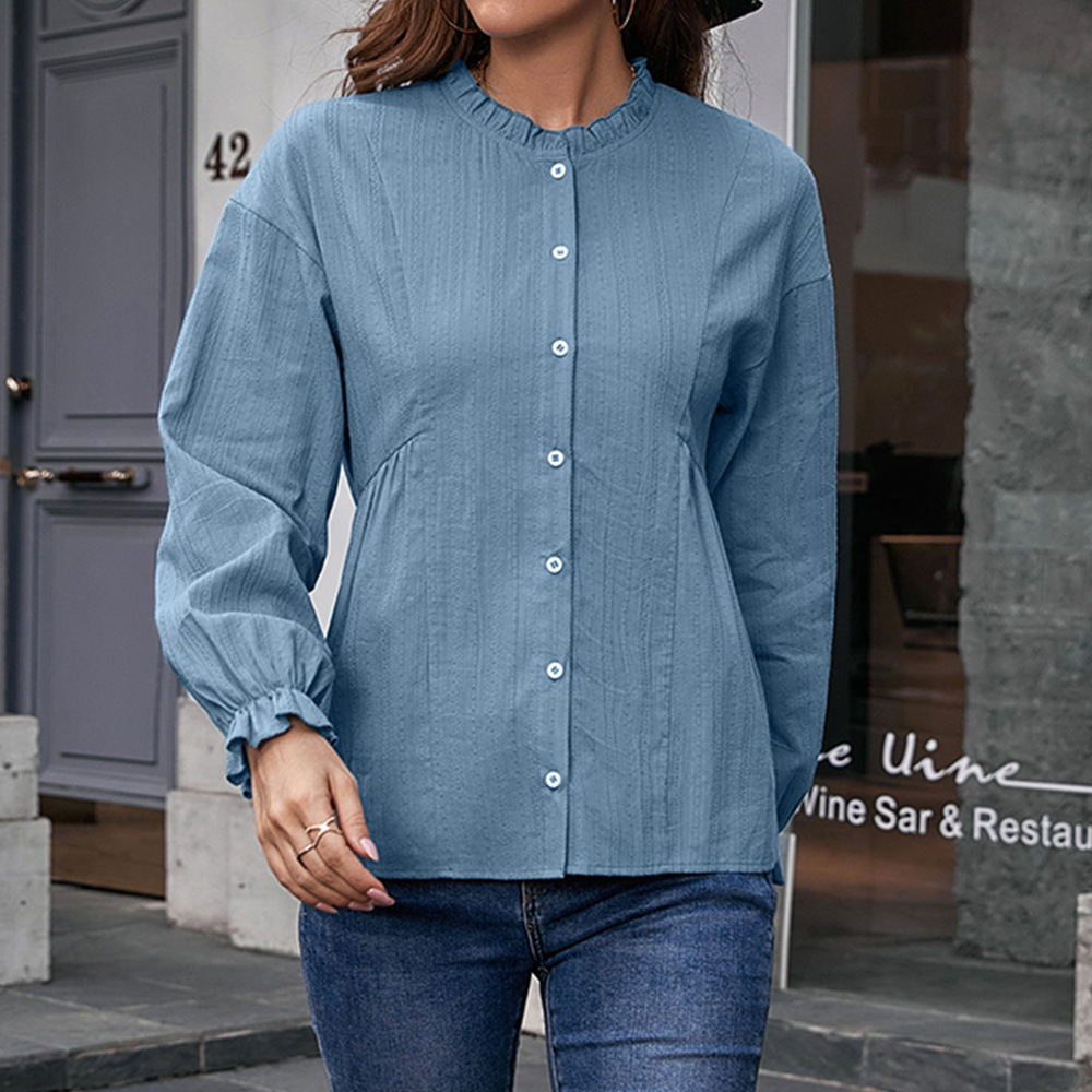 Temperament Commuter Slim Ruffled Long Sleeves