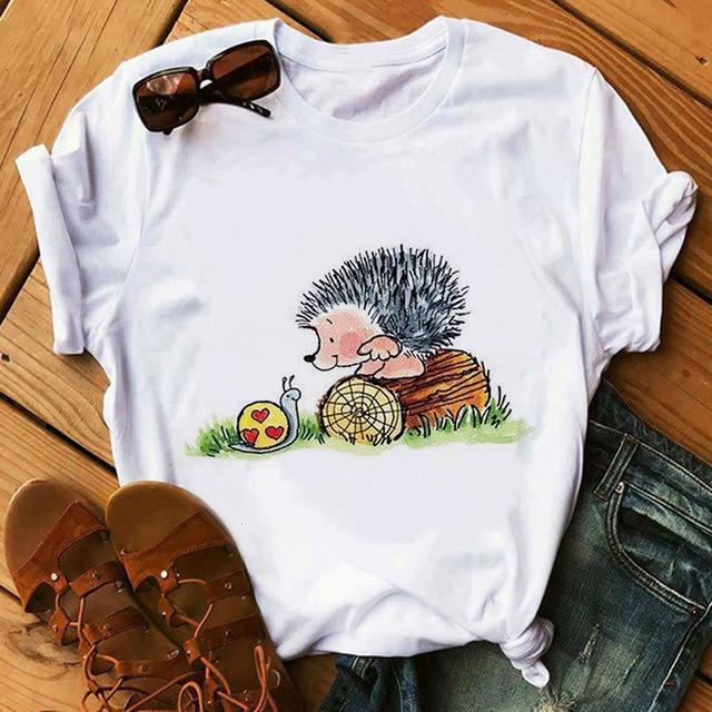 Title 7, Short-sleeved T-shirt Cartoon Cute Little Hedge...