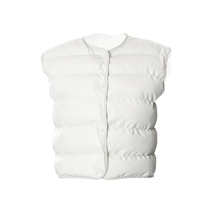 صدرية قطنية بسوائد بدون أكمام وأزرار وياقة دائرية