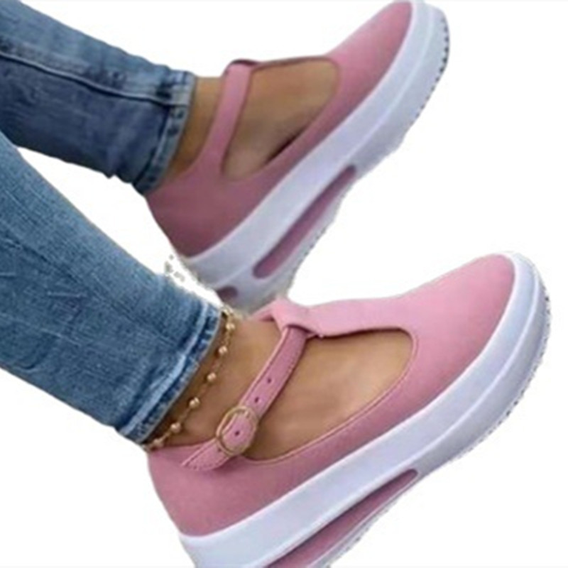 Summer Thick-soled Round Toe Women's Shoes One Word Red Loafers Women