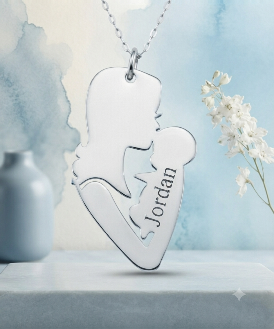 Custom Mother & Baby Name Necklace 24K Gold Plated Gift For Mom 2