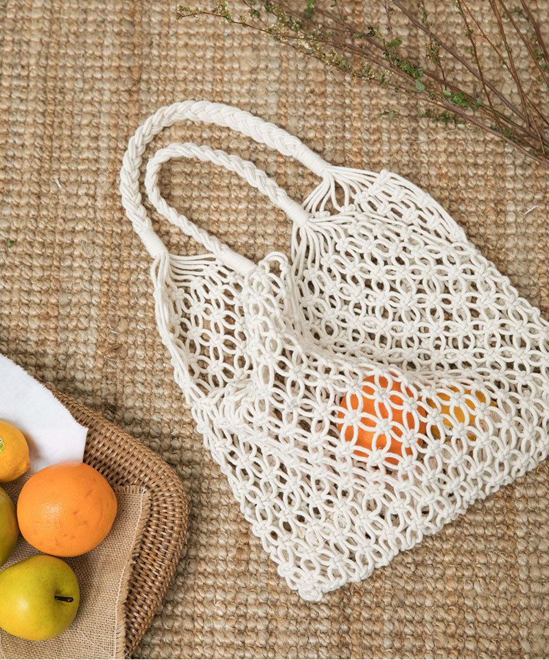Cotton rope straw bag White - Shop at LoveMi
