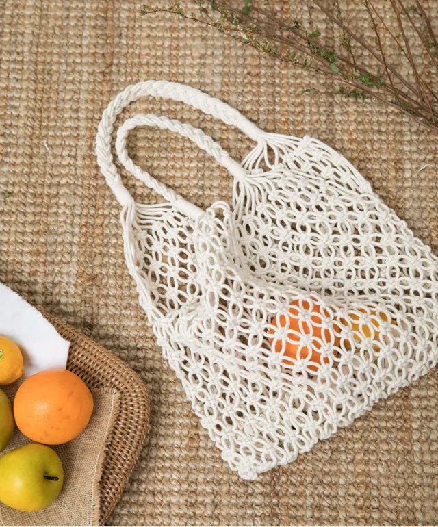 Cotton rope straw bag White - Shop at LoveMi