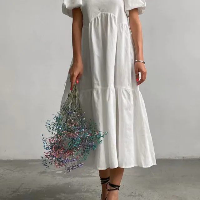 European And American Women's Sweet Holiday A line Dress White - Shop at LoveMi