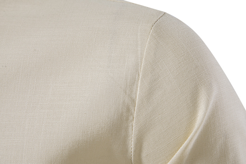 Men's Cotton Linen Shirts Long Sleeve Solid Color - 43