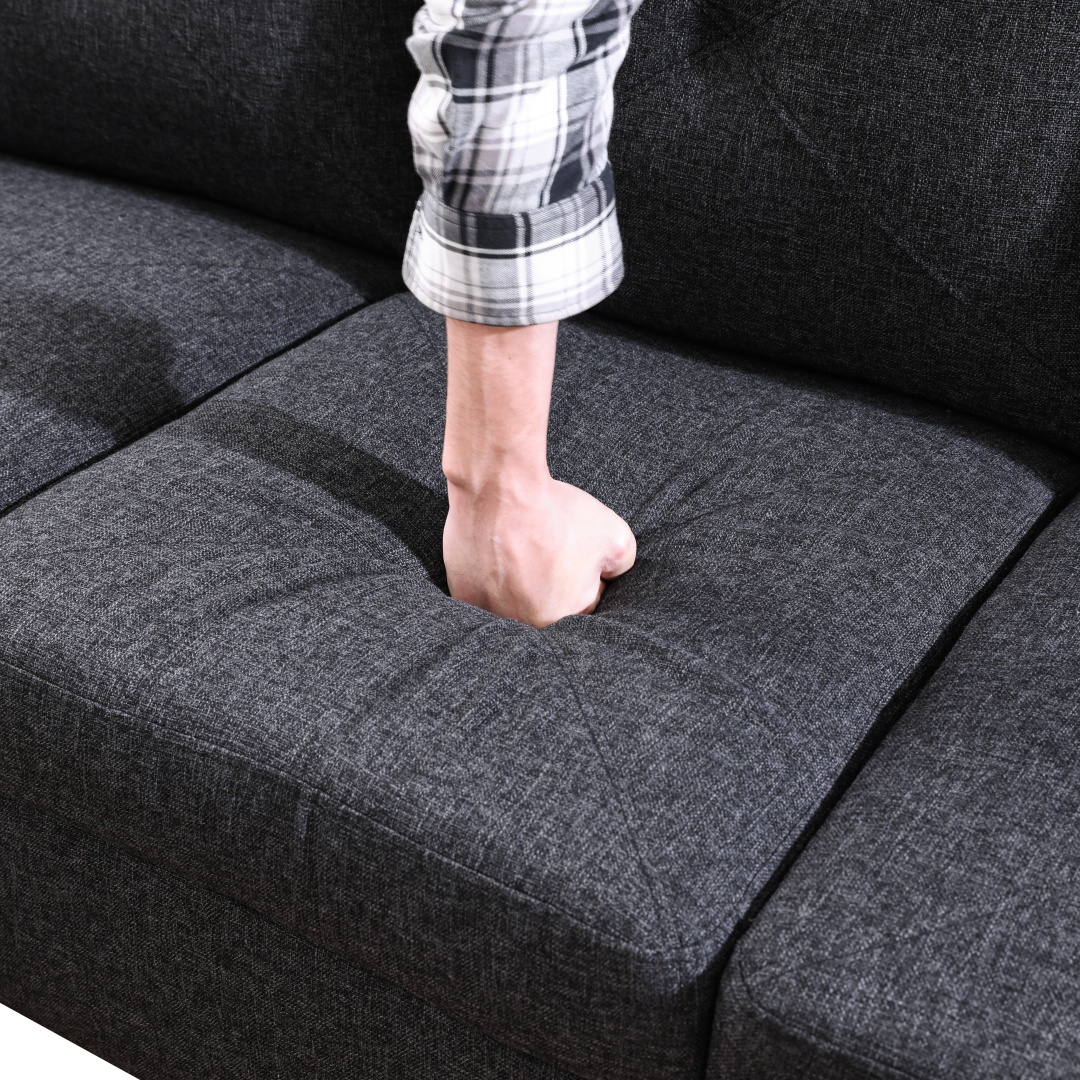 Pickup Only--Black Grey Linen Living Room Sofa Set