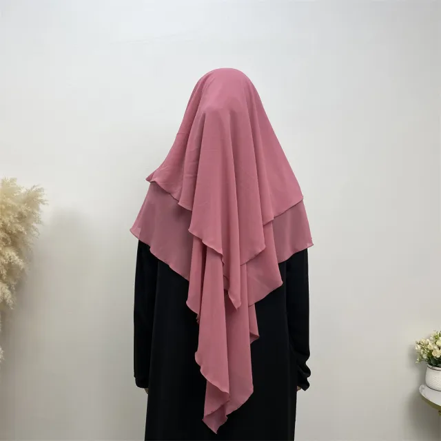 Solid Color Chiffon Turban Solid Color Double Layer Pink Purple - Shop at LoveMi