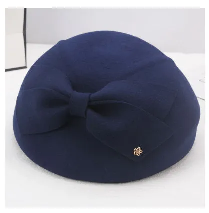 Woolen Beret British Retro Casual Woolen Hat Navy - Shop at LoveMi