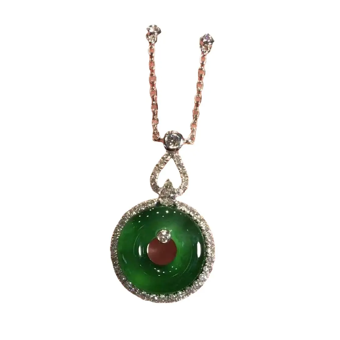Chalcedony Ice Emerald Safety Buckle Necklace
