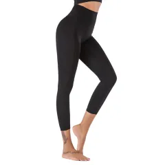 Hip-lifting Skin-friendly Nude Sports Fitness Yoga Women's Cropped Pants - Black - View 1