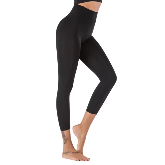 Hip lifting Skin friendly Nude Sports Fitness Yoga Women's Cropped Pants Black - Shop at LoveMi